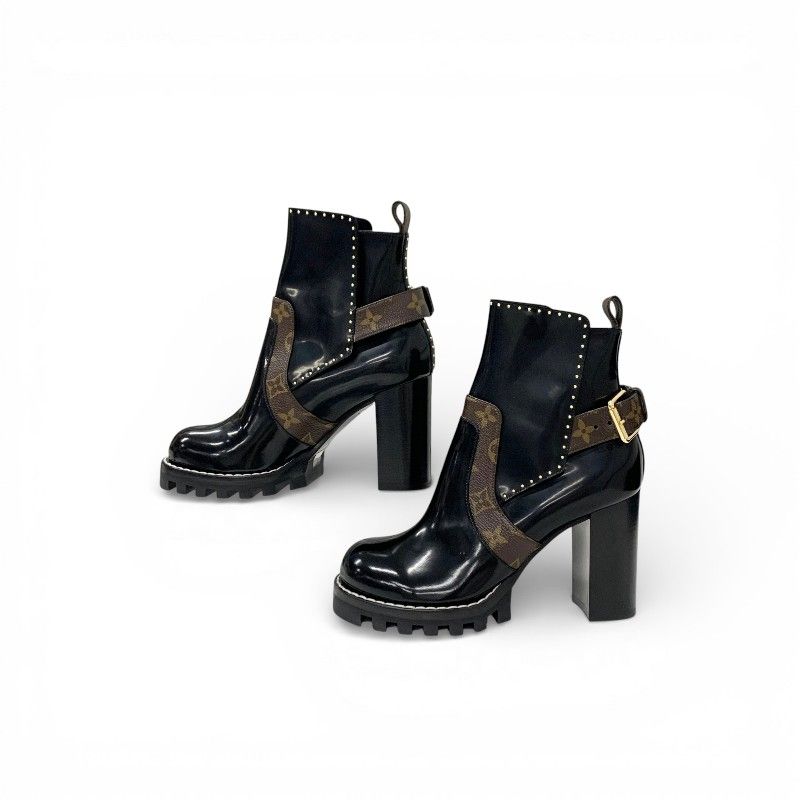 Louis Vuitton Star Trail Line Monogram Boots Short Shoes Leather Black Brown