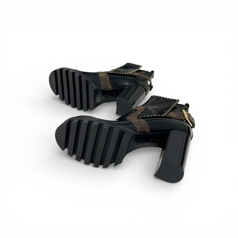 Louis Vuitton Star Trail Line Monogram Boots Short Shoes Leather Black Brown