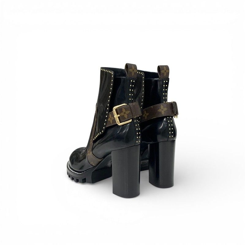 Louis Vuitton Star Trail Line Monogram Boots Short Shoes Leather Black Brown