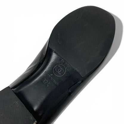 Chanel Flat Shoes Patent Black CC Logo Pearl Opera