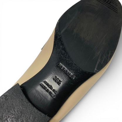 Hermes Royal Loafers Leather Shoes Beige Black White Hhardware Constance Fringe