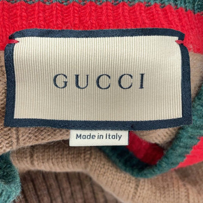 Gucci Brown Rib Knit Sweater with Web Stripes XL