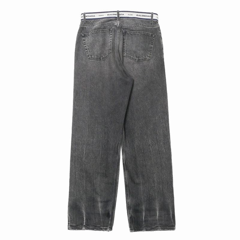 Balenciaga Denim Pants S Black Waist Logo Washed