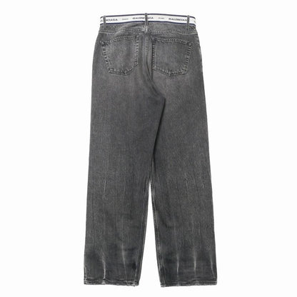 Balenciaga Denim Pants S Black Waist Logo Washed