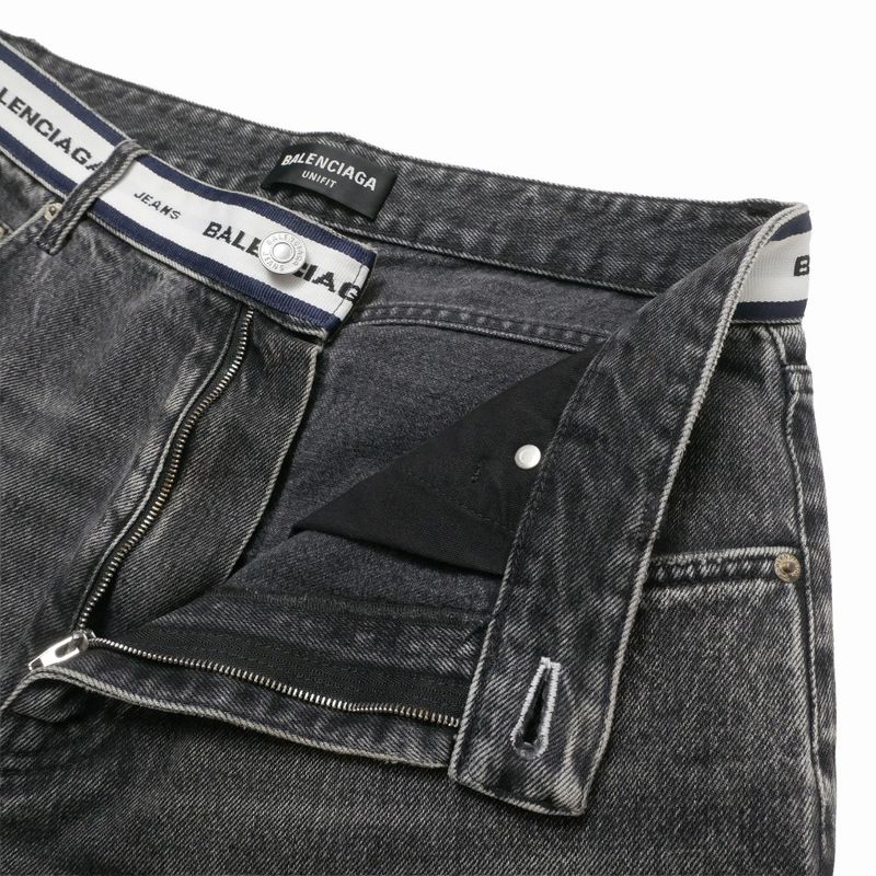 Balenciaga Denim Pants S Black Waist Logo Washed