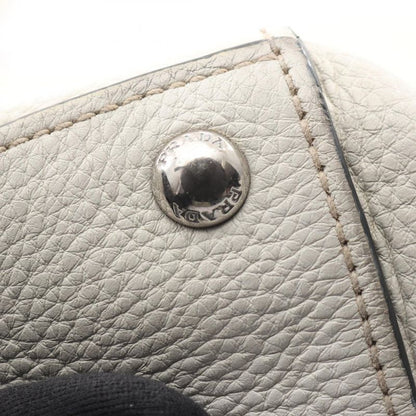 Prada Handbag White Leather Triangle Logo 2-Way Tote