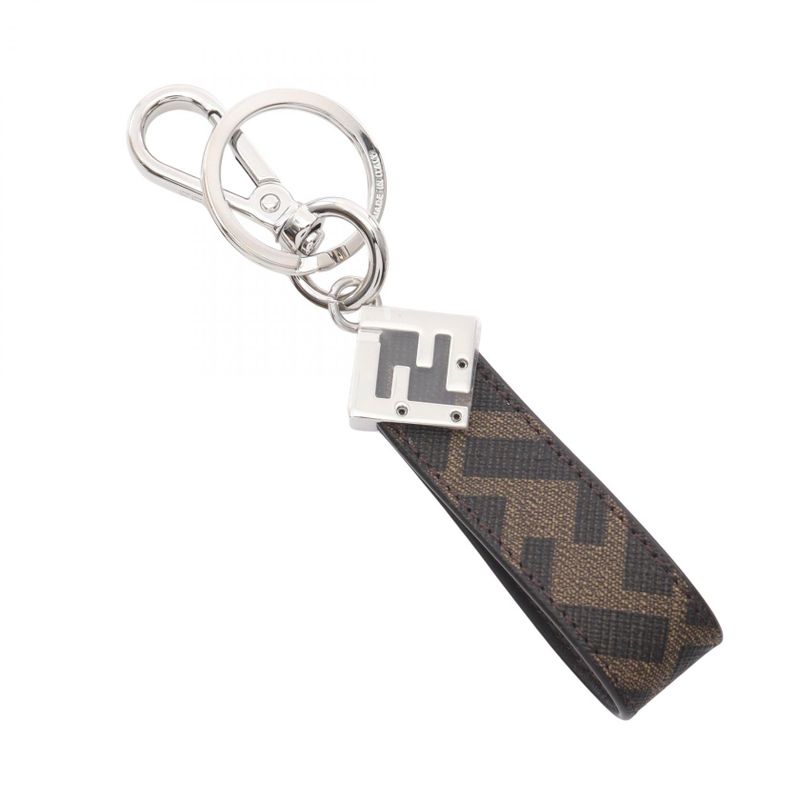 Fendi Key Holder FF Square Zucca Dark Brown Canvas Key