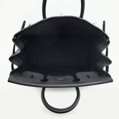 Hermes Haut a Courroies Hac 40 Black Silver Toile Military Togo Hand Bag
