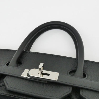 Hermes Haut a Courroies Hac 40 Black Silver Toile Military Togo Hand Bag