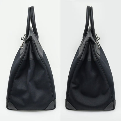 Hermes Haut a Courroies Hac 40 Black Silver Toile Military Togo Hand Bag