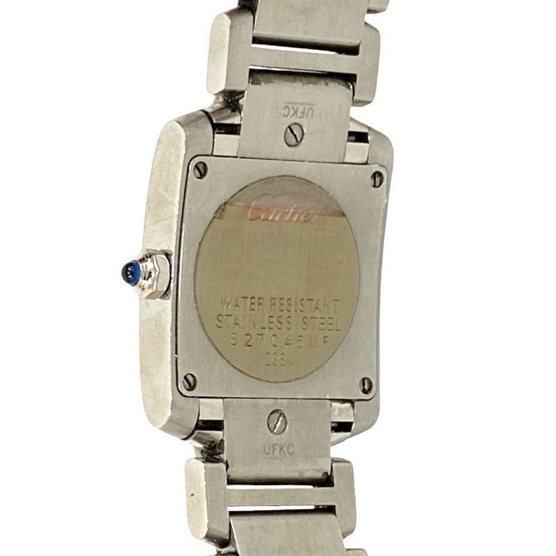 Cartier with Case Tank Francaise Stainless Steel Quartz Watch Silver