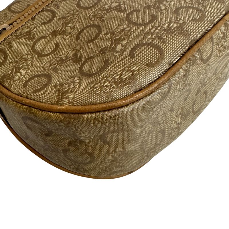 Celine Vintage Salki Pochette C Carriage Pattern Shoulder Bag Brown