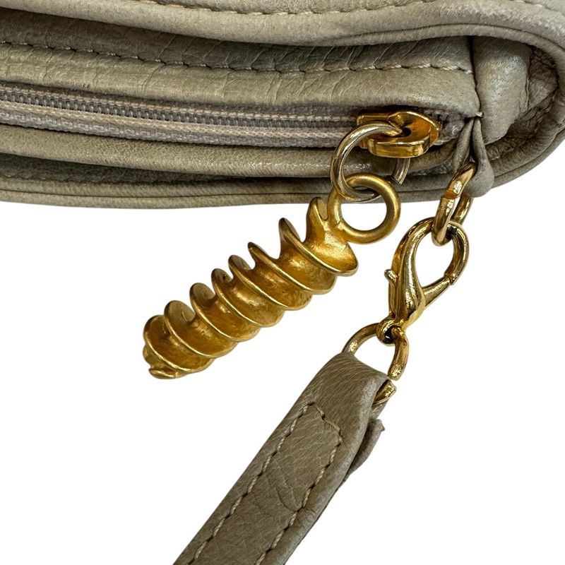 Fendi Vintage Twist Charm Leather Shoulder Bag Beige