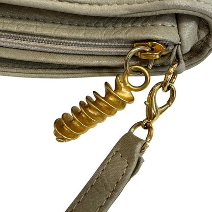 Fendi Vintage Twist Charm Leather Shoulder Bag Beige