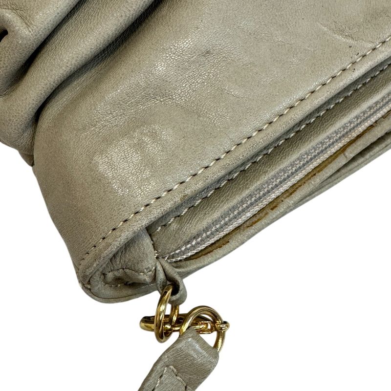 Fendi Vintage Twist Charm Leather Shoulder Bag Beige