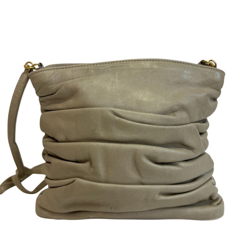 Fendi Vintage Twist Charm Leather Shoulder Bag Beige