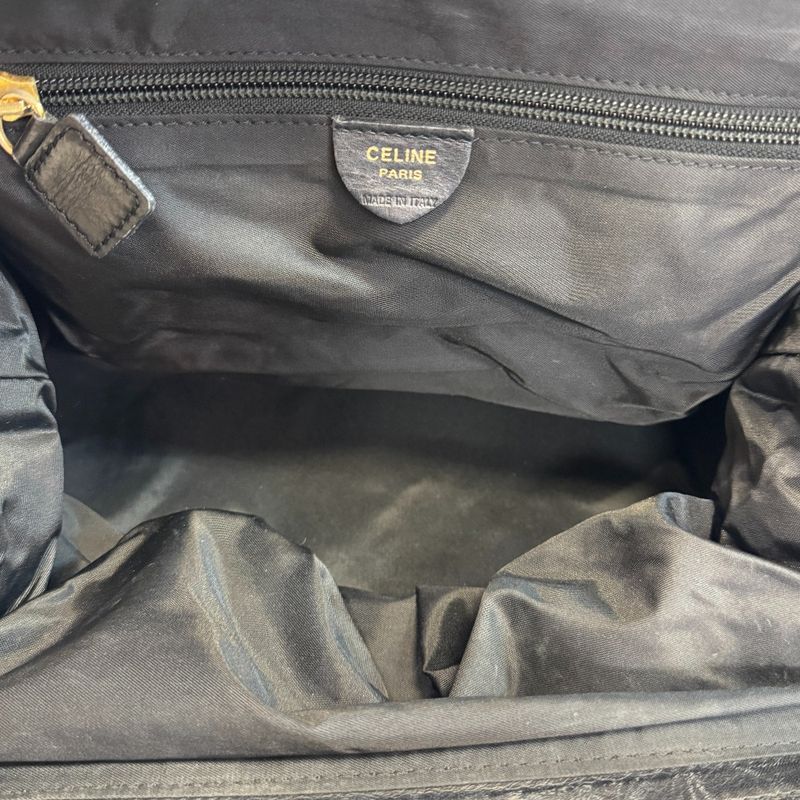 Celine Circle Logo Vintage Nylon Handbag Black