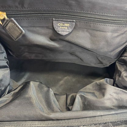 Celine Circle Logo Vintage Nylon Handbag Black