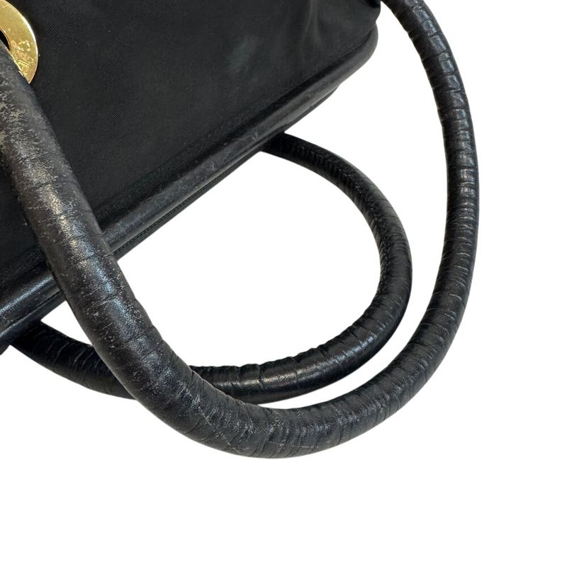 Celine Circle Logo Vintage Nylon Handbag Black