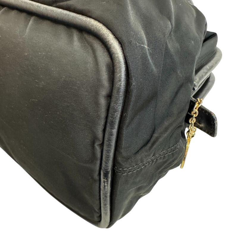 Celine Circle Logo Vintage Nylon Handbag Black