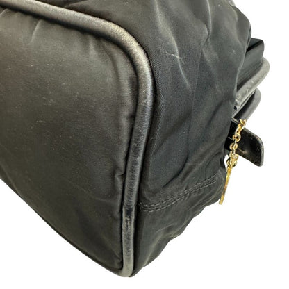 Celine Circle Logo Vintage Nylon Handbag Black