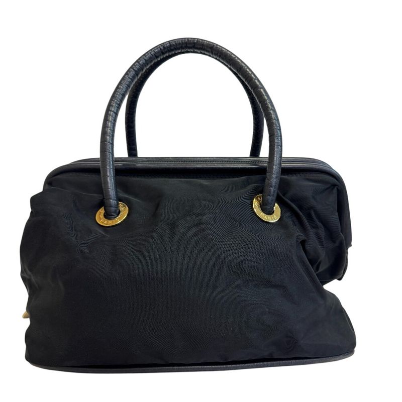 Celine Circle Logo Vintage Nylon Handbag Black