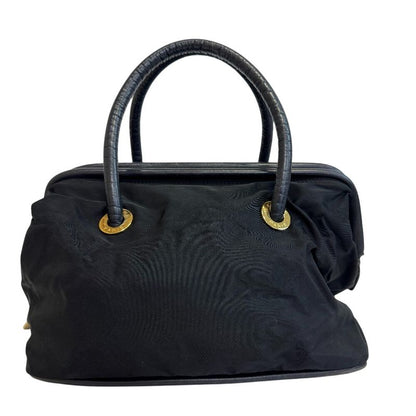 Celine Circle Logo Vintage Nylon Handbag Black