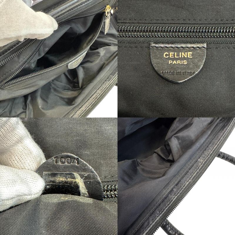 Celine Circle Logo Vintage Nylon Handbag Black