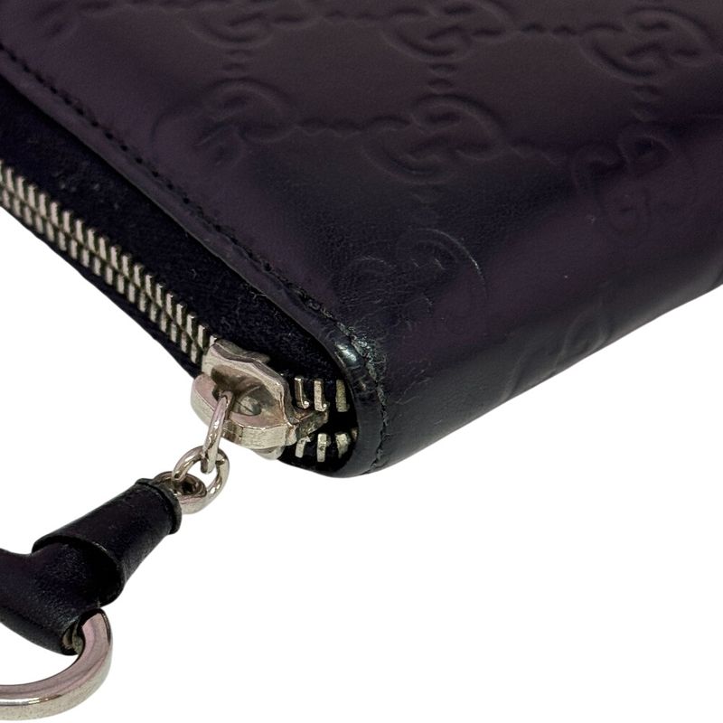 Gucci Zip Around Horsebit Guccissima Leather Wallet Black