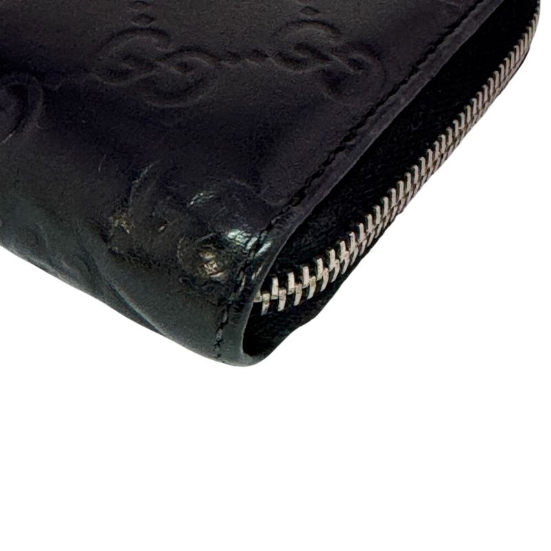 Gucci Zip Around Horsebit Guccissima Leather Wallet Black