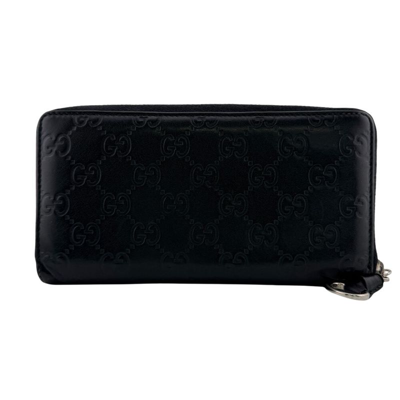 Gucci Zip Around Horsebit Guccissima Leather Wallet Black