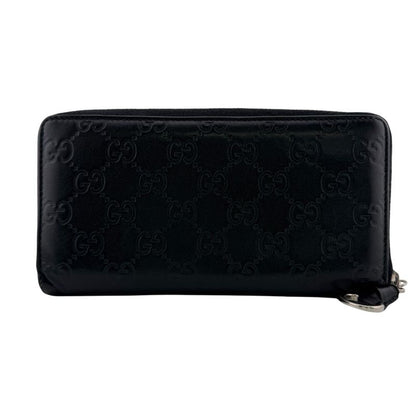 Gucci Zip Around Horsebit Guccissima Leather Wallet Black