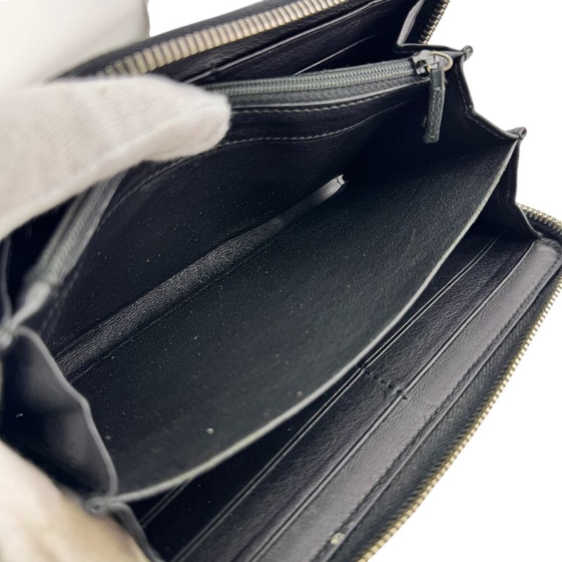 Gucci Zip Around Horsebit Guccissima Leather Wallet Black