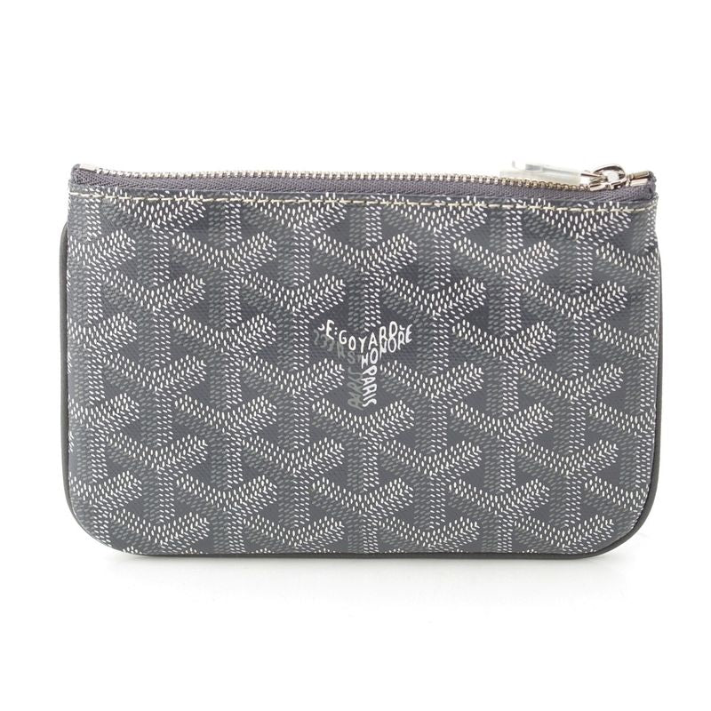 Goyard Matignon Cotton Linen Senna Mini Herringbone Pattern Pouch Gray