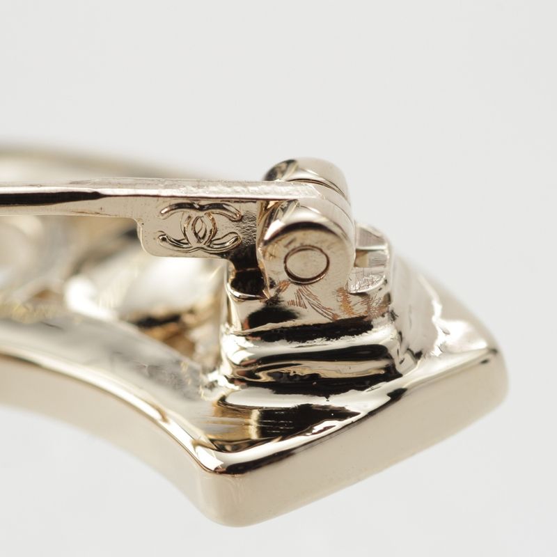 Chanel Pearl Line Stone CC Logo Brooch Gold
