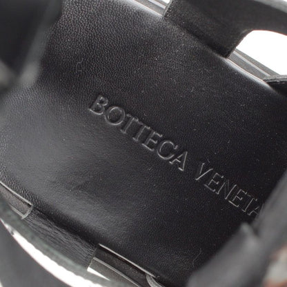 Bottega Veneta Leather Lug Flat Brushed Calf Strap Sandals Black 36