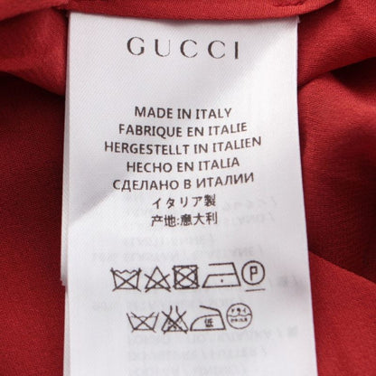 Gucci Silk Michele Era Floral Print Sheer Pleated Skirt Red Multicolor 42