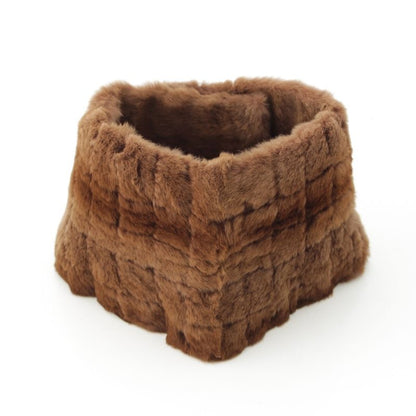 Chanel Ori Rug Rabbit Fur CC Logo Pearl Tippet Brown Hat