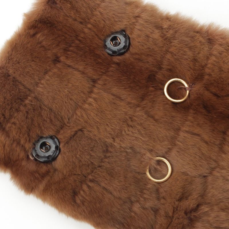 Chanel Ori Rug Rabbit Fur CC Logo Pearl Tippet Brown Hat