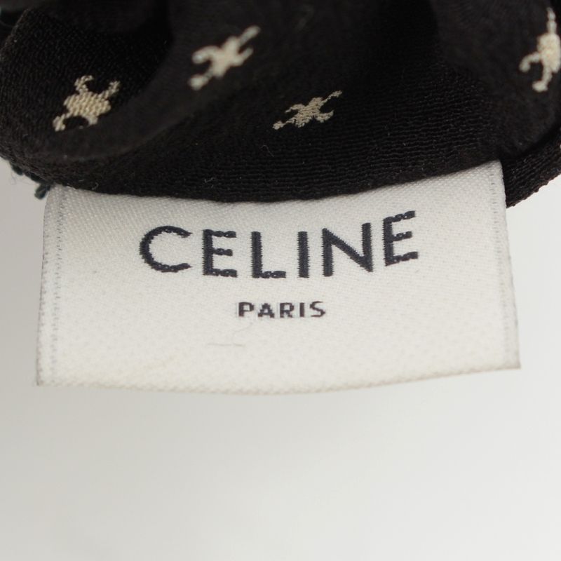 Celine Silk Triomphe Scrunchie Hair Black