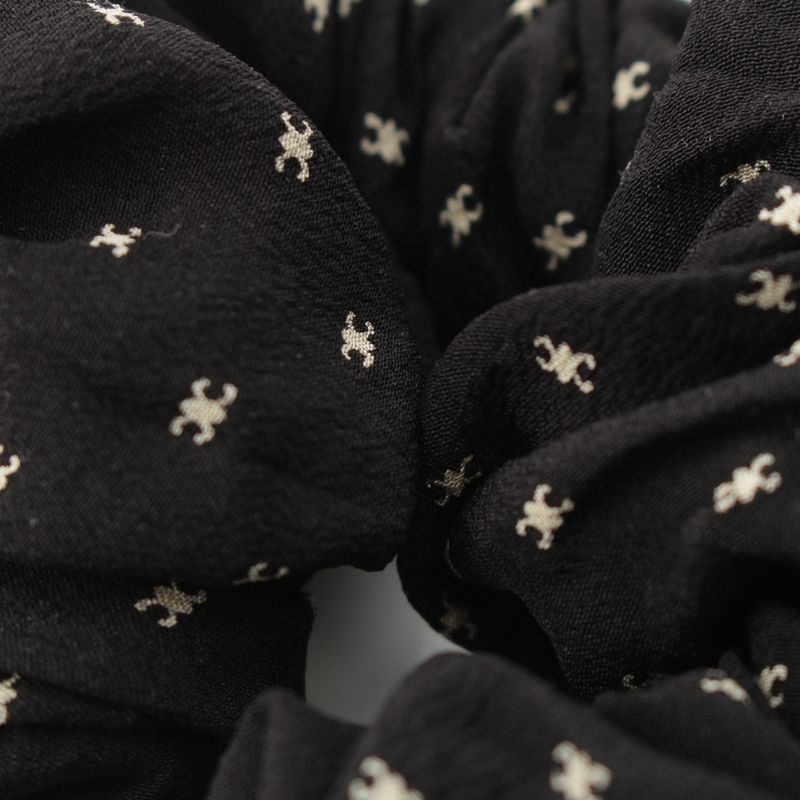 Celine Silk Triomphe Scrunchie Hair Black