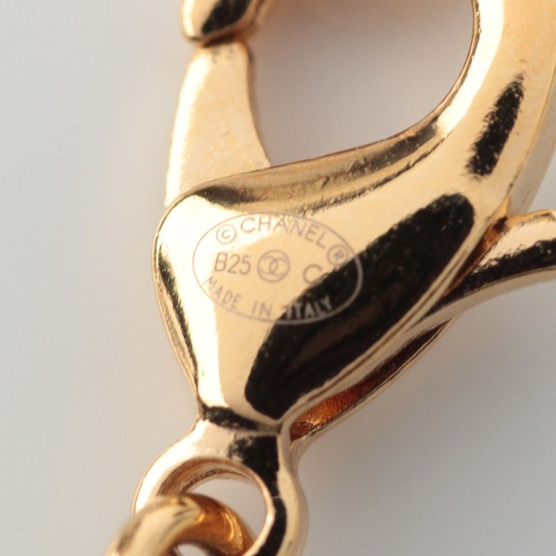 Chanel CC Logo Line Stone Necklace Gold Silver