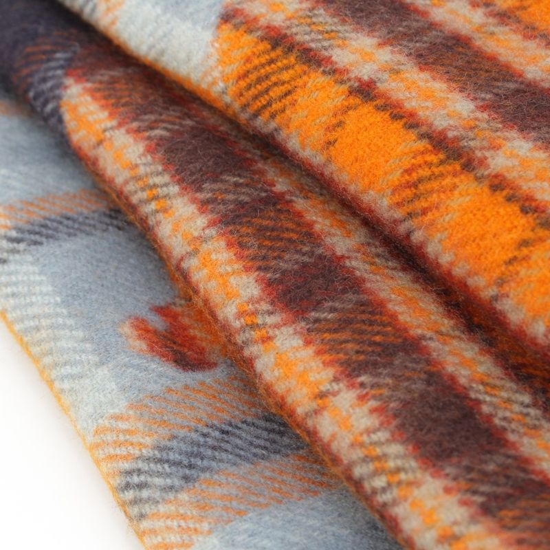 Hermes Cashmere Echarpe Plaid Fringe Scarf Orange