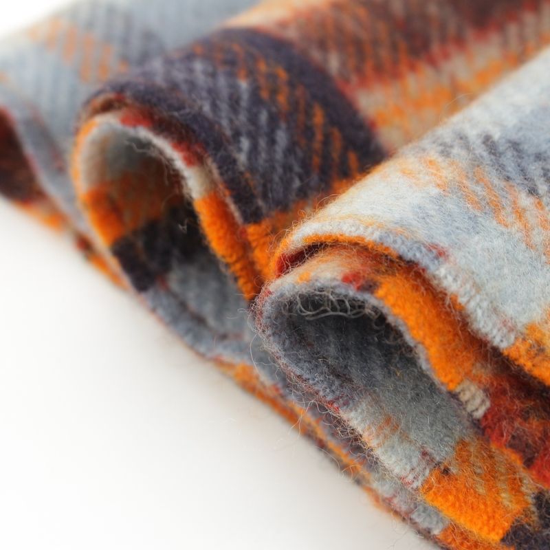 Hermes Cashmere Echarpe Plaid Fringe Scarf Orange