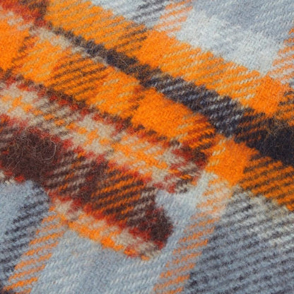 Hermes Cashmere Echarpe Plaid Fringe Scarf Orange