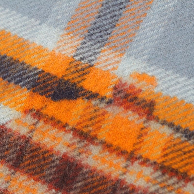 Hermes Cashmere Echarpe Plaid Fringe Scarf Orange