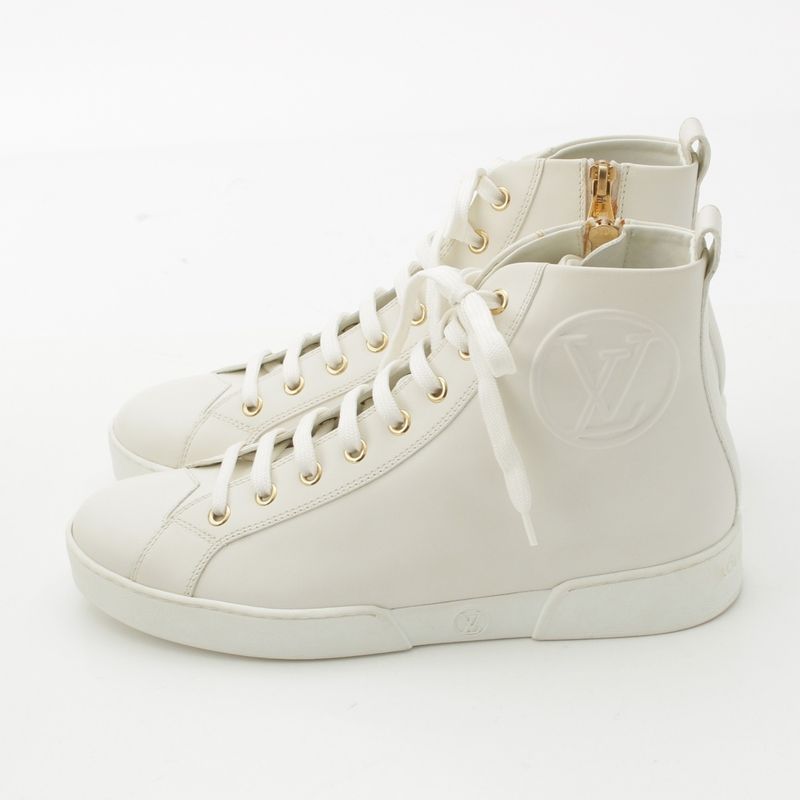 Louis Vuitton Stella Line Leather High Cut Sneakers Shoes White 37