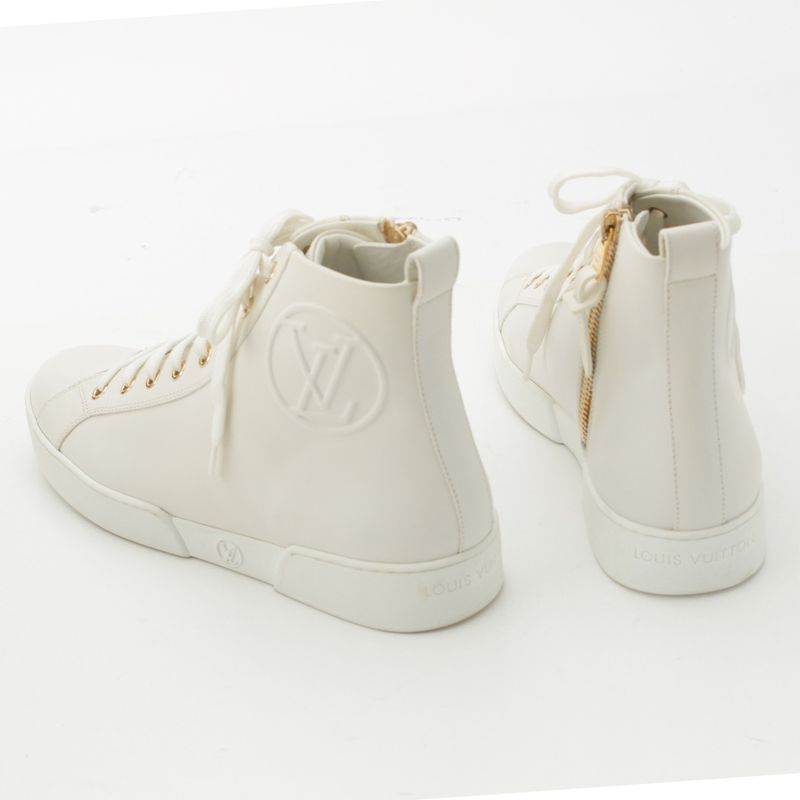 Louis Vuitton Stella Line Leather High Cut Sneakers Shoes White 37