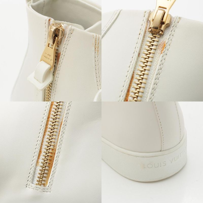Louis Vuitton Stella Line Leather High Cut Sneakers Shoes White 37