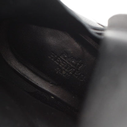 Hermes Leather Flats 60 Side Zip Boots Shoes Black 39